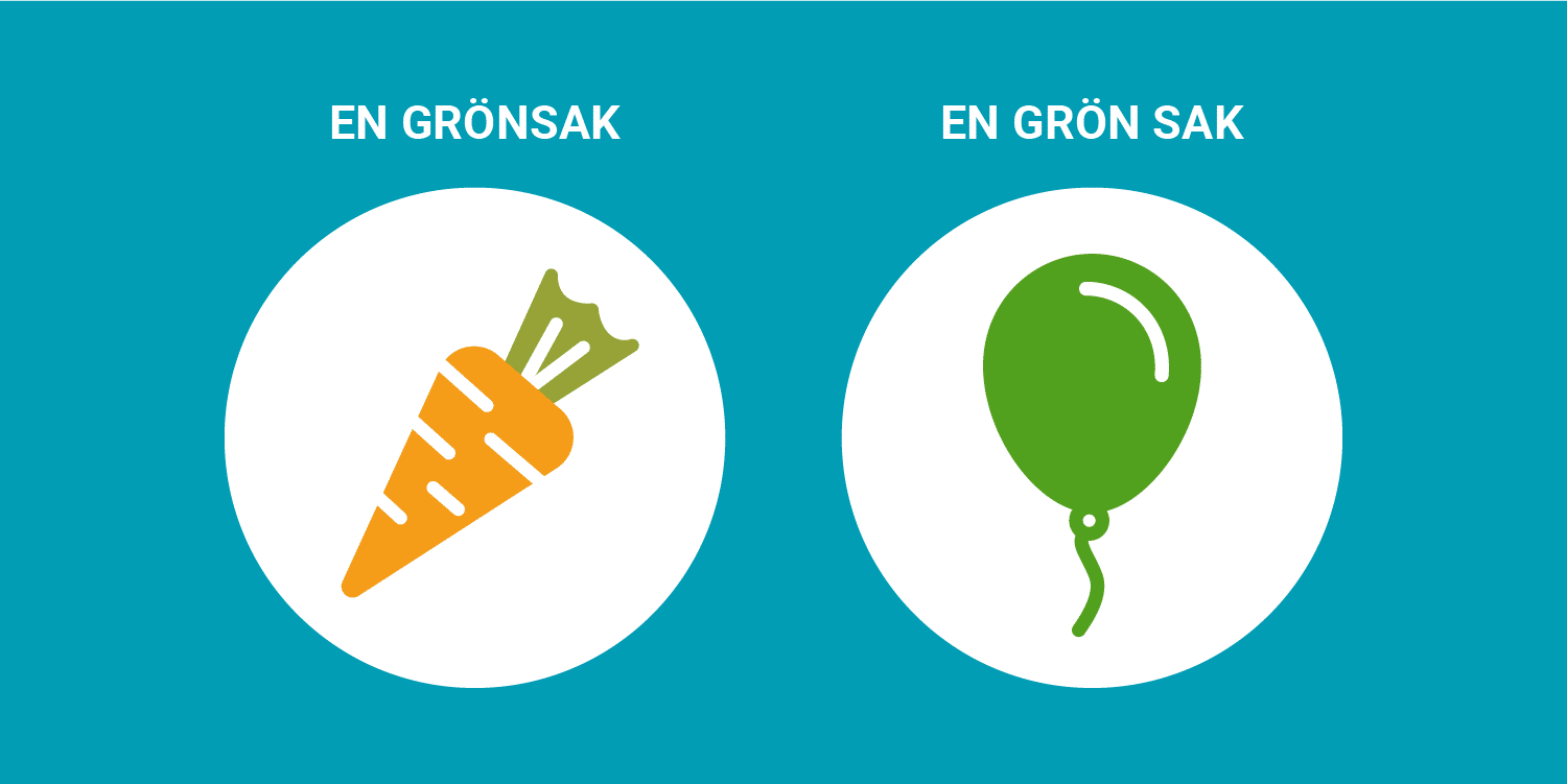 Särskrivning grön sak