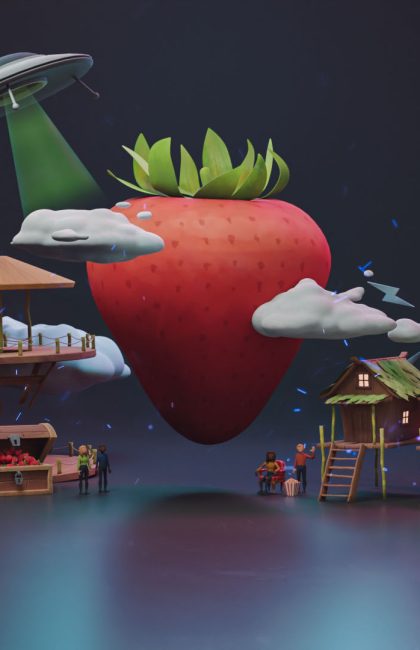 Strawberry Planet 3D Webbprojekt Hero